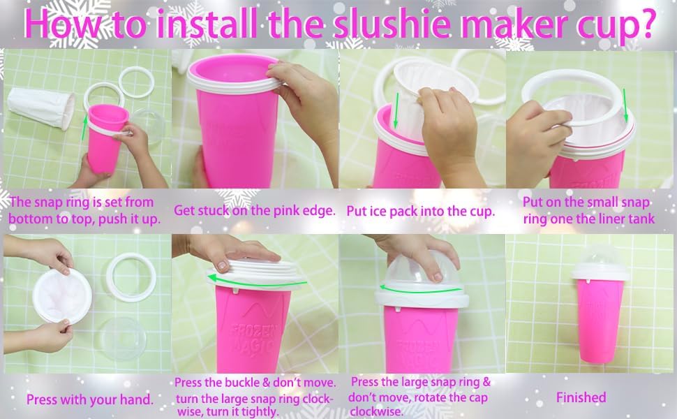 Slushie Maker Cup, Magic Quick Frozen Smoothies Cups for Homemade Milk Shake Ice Cream Maker, Cooling Cup, Double Layer Squeeze Slushy Maker Cups, Birthday Gifts for Kids Mom Dad(Pink)